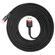 6953156296312 GSM - Baseus Cafule Cable wytrzymały nylonowy kabel przewód USB  / Lightning QC3.0 2A 3M czarno-czerwony