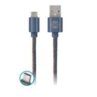 T_01629 GSM - Forever kabel Jeans USB - USB-C 1,0 m 2A niebieski