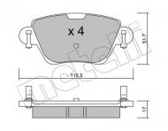 22-0319-0 METELLI - KLOCKI HAM.FORD MONDEO III 00-04 TYŁ 