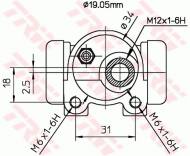 BWD123 TRW - CYLINDEREK HAMULCOWY TYLNY Ý19,05 LEWY PATRZ KATALOG  09/86-