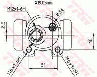 BWD134 TRW - CYLINDEREK HAMULCOWY TYLNY Ý19,05 PRAWY PATRZ KATALOG  09/86