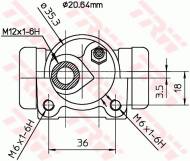 BWF166 TRW - CYLINDEREK HAMUL.TYLNY LEWY Ý20,64,1.1-1.8 1.9D,TD ABS TEŻ 0