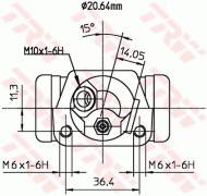 BWF191 TRW - CYLINDEREK HAMULCOWY TYLNY Ý20.64 1.6-1.816V,1.8TD 2/93-5/94