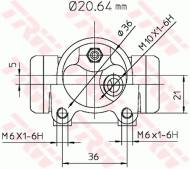 BWF283 TRW - CYLINDEREK HAMULCOWY TYLNY Ý20.64 BENDIX PRAWY +ABS 10/95-->