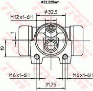 BWH373 TRW - CYLINDEREK HAMULCOWY TYLNY 22.00  1.1-1 .9D/2.0HDI 96-->