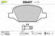 598407 VALEO - KLOCKI HAMULCOWE ALFA ROMEO 156 2.4 DIESEL 4/2003->1/2006