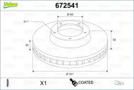 672541 VALEO - TARCZA HAM. MALOWANA AUDI A6 