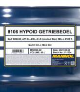 80W-90 60L MANNOL HYPOID - OLEJ PRZEKŁ. HYPOID 60L MANNOL MN8106-60