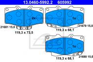 13.0460-5992.2 ATE - KLOCKI HAM.PRZÓD TOYOTA HILUX 88-05 