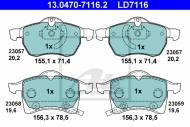 13.0470-7116.2 ATE - KLOCKI HAMULCOWE CERAMICZNE OPEL ASTRA G, ZAFIRA