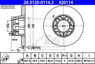 24.0120-0114.2 ATE - TARCZA HAM.PRZÓD VW LT 28-35 75- 