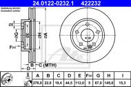 24.0122-0232.1 ATE - TARCZA HAM.PRZÓD MERCEDES A W169 04- 