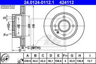 24.0124-0112.1 ATE - TARCZA HAMULCOWA FORD SIERRA  82-93 WENT.