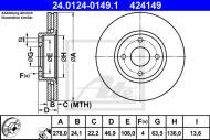 24.0124-0149.1 ATE - TARCZA HAM.PRZÓD FORD MONDEO 2,5 94-00 