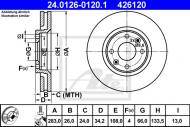 24.0126-0120.1 ATE - TARCZA HAM.PRZÓD PEUGEOT 307 00- 