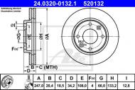 24.0320-0132.1 ATE - TARCZA HAM.PRZÓD POWER DISC 206 98- 