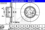 24.0322-0103.1 ATE - TARCZA HAMULCOWA POWER DISC BMW 5 E34  88-95 WENT.