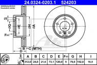 24.0324-0203.1 ATE - TARCZA HAM.PRZÓD POWER DISC BMW 3 E90 05