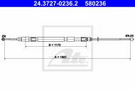 24.3727-0236.2 ATE - LINKA HAMULCA RĘCZNEGO BMW 5 E60 03-10 LEWY TYŁ