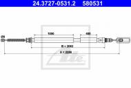 24.3727-0531.2 ATE - LINKA HAMULCA RĘCZNEGO FIAT SCUDO  95-06 PRAWY TYŁ