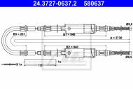 24.3727-0637.2 ATE - LINKA HAMULCA RĘCZNEGO FORD TRANSIT  91-00