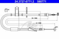 24.3727-0771.2 ATE - LINKA HAMULCA RĘCZNEGO OPEL AGILA  00-02 LEWY TYŁ