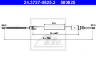 24.3727-0825.2 ATE - LINKA HAMULCA RĘCZNEGO PEUGEOT 406  95- PRAWA