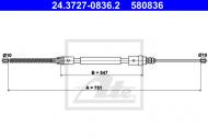 24.3727-0836.2 ATE - LINKA HAMULCA RĘCZNEGO PEUGEOT 406  99-04 PRAWY TY