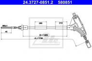 24.3727-0851.2 ATE - LINKA HAMULCA RĘCZNEGO PEUGEOT 406  95-00 PRZÓD