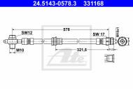 24.5143-0578.3 ATE - PRZEWÓD HAMULCOWY ELAST. VW TIGUAN  07- PRZÓD