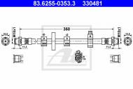 83.6255-0353.3 ATE - PRZEWÓD HAMULCOWY ELAST. VW T4  97-03 LEWY PRZÓD