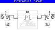 83.7813-0315.3 ATE - PRZEWÓD HAMULCOWY ELAST. AUDI A6  05-11 PRZÓD