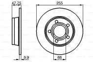 0986478480 BOSCH - TARCZA HAM. TYLNA FI 255X10 