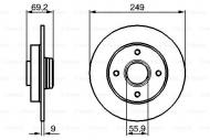 0986479255 BOSCH - TARCZA HAM.TYLNA BEZ ŁOŻYSKA ?249X9 