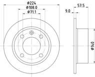 8DD355103011 HELLA PAGID - tarcza ham. tył CI 