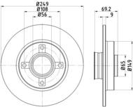 8DD355123281 HELLA PAGID - tarcza ham. malow. tył +łoż.+ABS ring CI OP PE