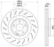 8DD355126381 HELLA PAGID - tarcza ham. malow. HC perf. prz. MB 