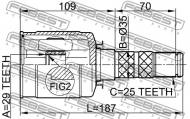 0811-B9 FEBEST - PRZEGUB WEWNĘTRZNY 29X35X25 SUBARU FORESTER S12 2007.09- JP