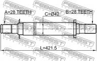 1212-CM10AT2WD FEBEST - PÓŁOŚ PRAWA 28X421.5X28 HYUNDAI SANTA FE 10 (2010-) GEN