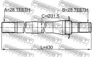 1212-CM10AT4WD FEBEST - PÓŁOŚ PRAWA 28X430X28 HYUNDAI SANTA FE 10 (2010-) GEN