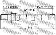 1212-IX35MT6 FEBEST - PÓŁOŚ PRAWA 28X441X28 HYUNDAI IX35/TUCSON 10 (2009-2013) GEN