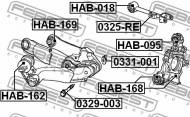 HAB-162 FEBEST - TULEJA WAHACZA TYLNEGO KPL.4 ELEM. HONDA CR-V RE7 2008-2011