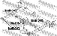 NAB-005 FEBEST - TULEJA WAHACZA BELKI TYŁ NISSAN ALMERA UK MAKE N16E 2000.02-