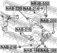 NAB-214 FEBEST - TULEJA WAHACZA TYLNEGO GÓRNEGO NISSAN FX45/35 S50 2003.03-20