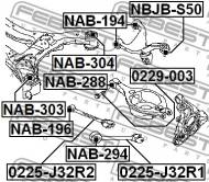 NAB-303 FEBEST - TULEJA TYLNEJ BELKI NISSAN 350Z Z33 2002.06-2008.10 US