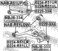 NAB-R51LOW FEBEST - TULEJA PRZEDNIA WAHACZA DOLNEGO PRZÓD NISSAN PATHFINDER R51M