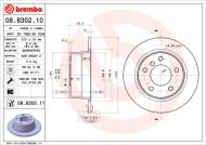 08.8302.11 BREMBO - TARCZA HAMULC. BMW 3 E36 COMPACT  94-00 TYŁ BREMBO