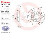 08.B413.1X BREMBO - TARCZA HAM.TYL XTRA AUDI A3 VW GOLF V 