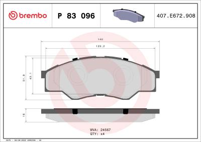 P83096 BREMBO - KLOCKI HAM. TOYOTA HILUX 11.01- 