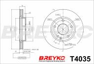 T4035 BREYKO - TARCZA HAMULCOWA Przód MERCEDES A W168 97- (260x22) V